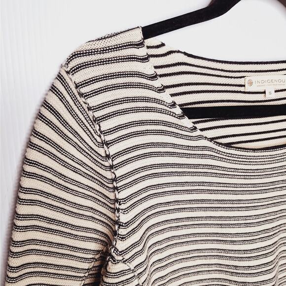 Indigenous Organic Cotton Sweater Striped Small Hand Loomed Peru Fisherman - Picture 3 of 9